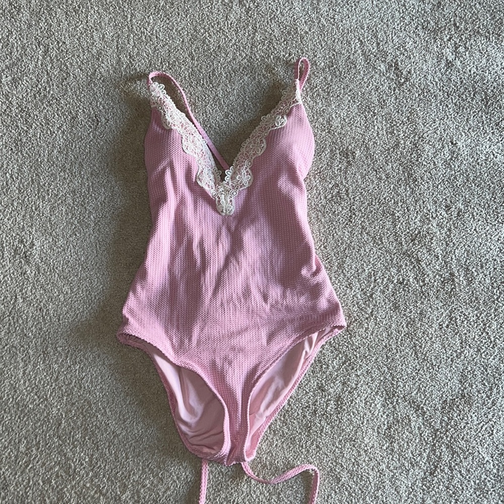 Aerie One-Piece Lace Tie Up Swimsuit